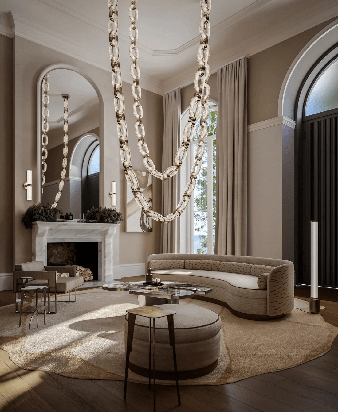Chain Link Alabaster Chandelier