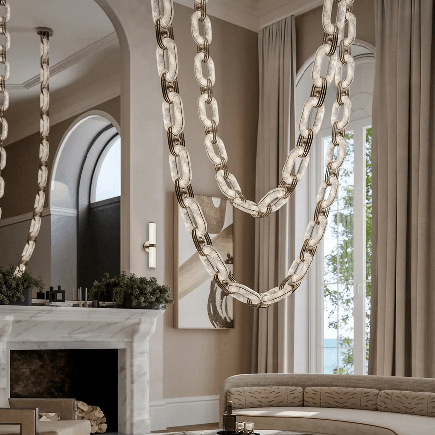 Chain Link Alabaster Chandelier