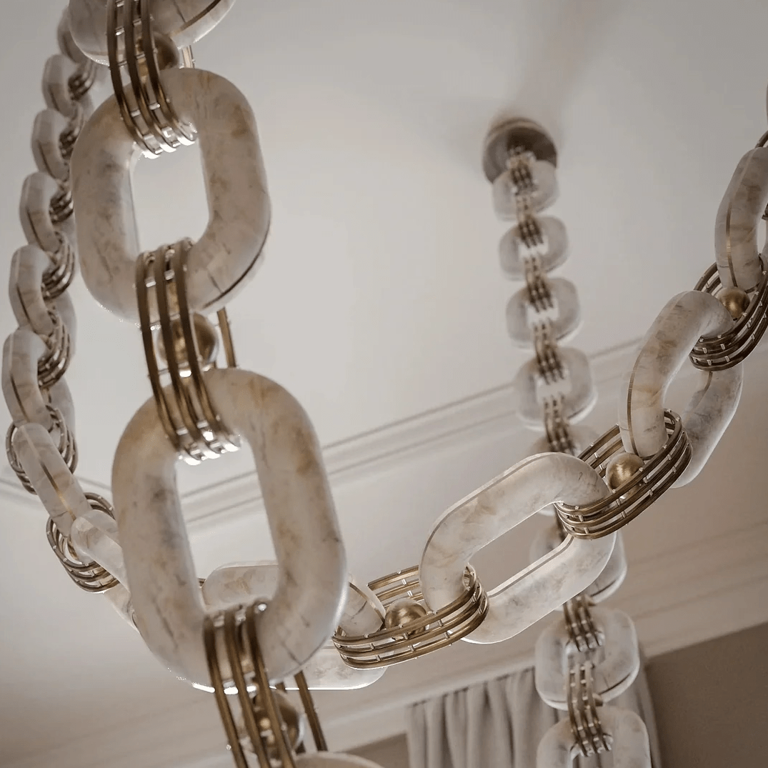 Chain Link Alabaster Chandelier
