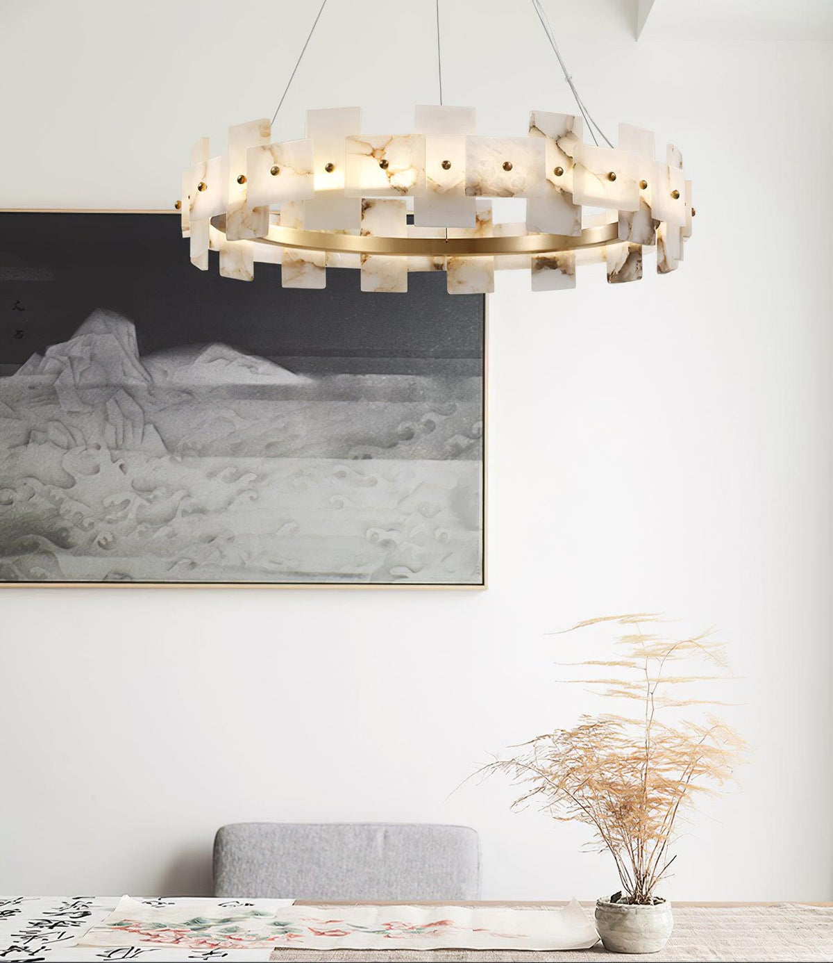 Alabaster Halo Chandelier