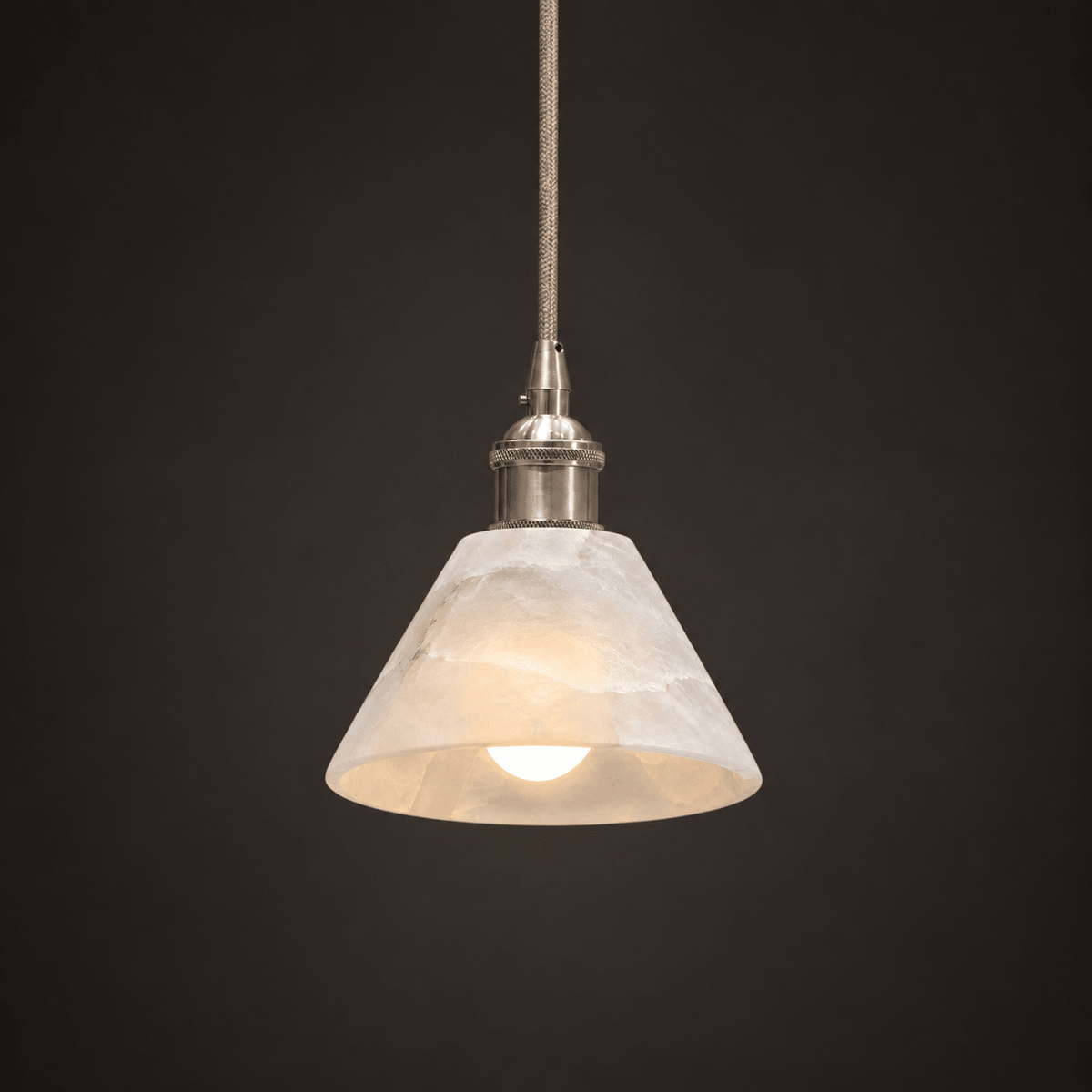 Conical Alabaster Brass Pendant Lamp