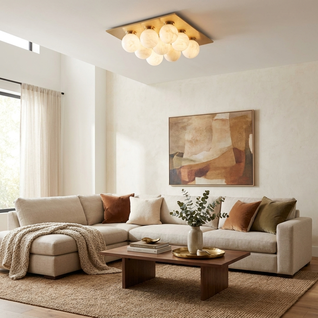 Cobble Alabaster Flush Mount Alabaster Lighting Fixture