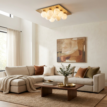 Cobble Alabaster Flush Mount Alabaster Lighting Fixture