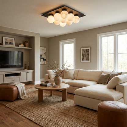 Cobble Alabaster Flush Mount Alabaster Lighting Fixture
