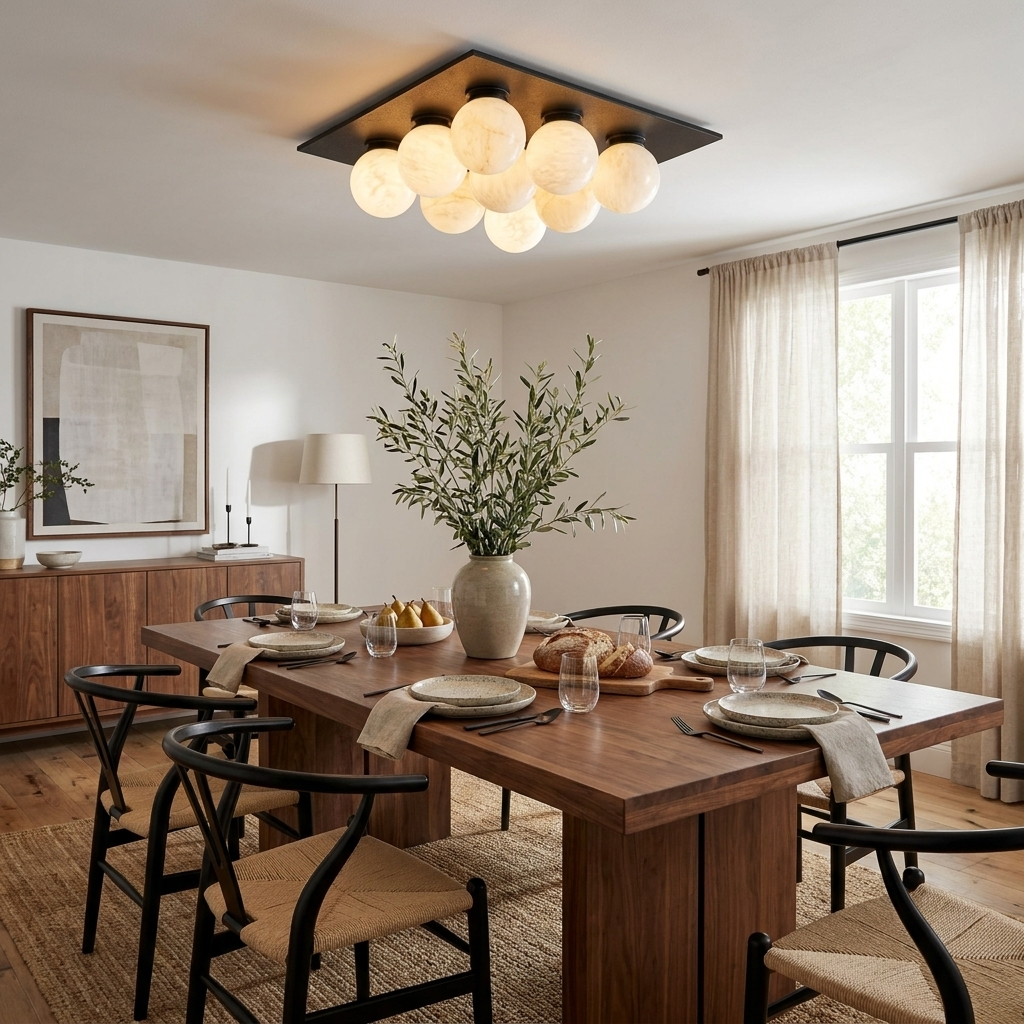 Cobble Alabaster Flush Mount Alabaster Lighting Fixture