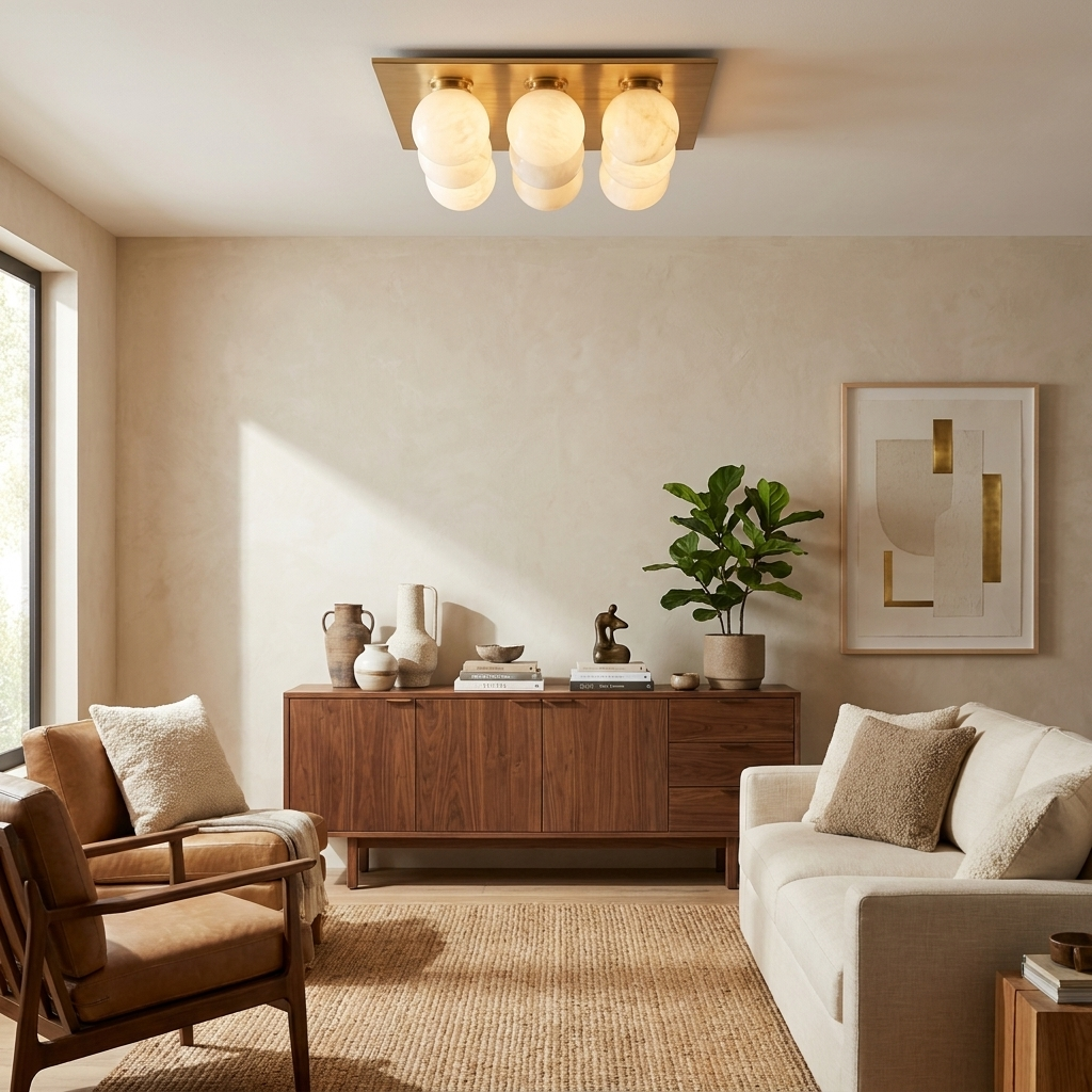 Cobble Alabaster Flush Mount Alabaster Lighting Fixture