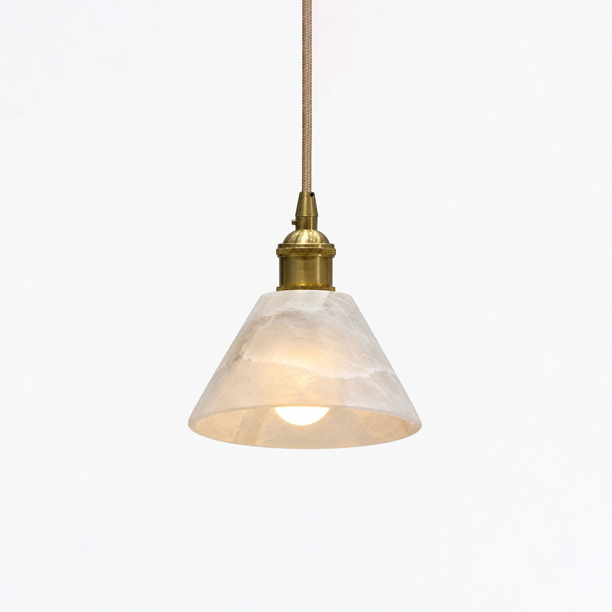 Conical Alabaster Brass Pendant Lamp