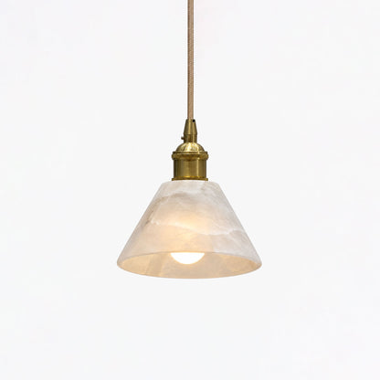 Conical Alabaster Brass Pendant Lamp