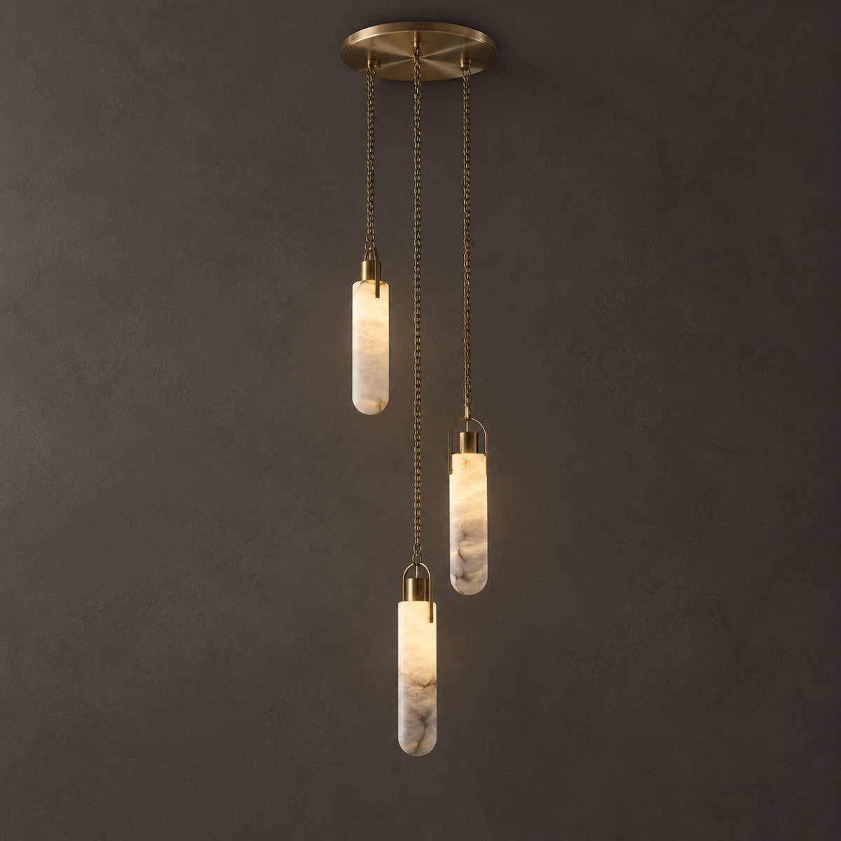 Cylindrical Cluster Alabaster Chandelier