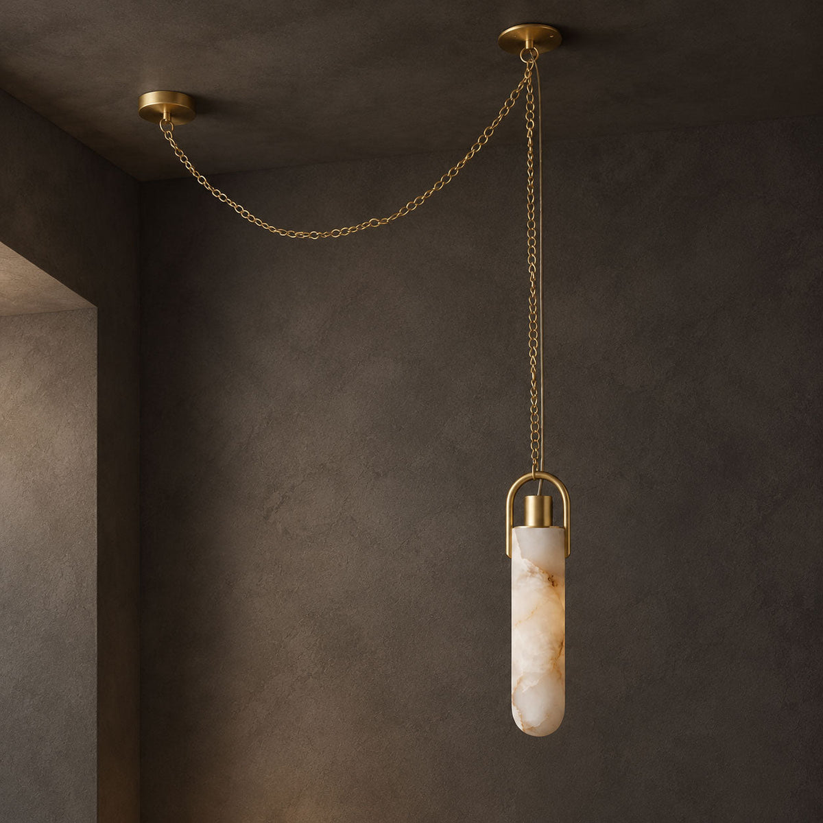 Cylindrical Cluster Alabaster Chandelier