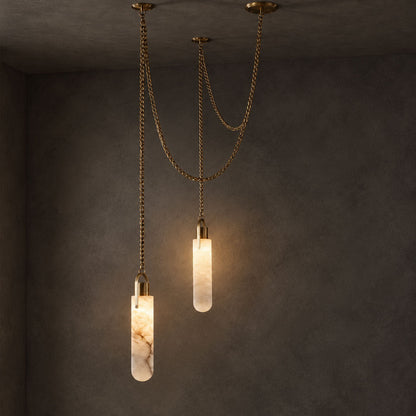 Cylindrical Cluster Alabaster Chandelier