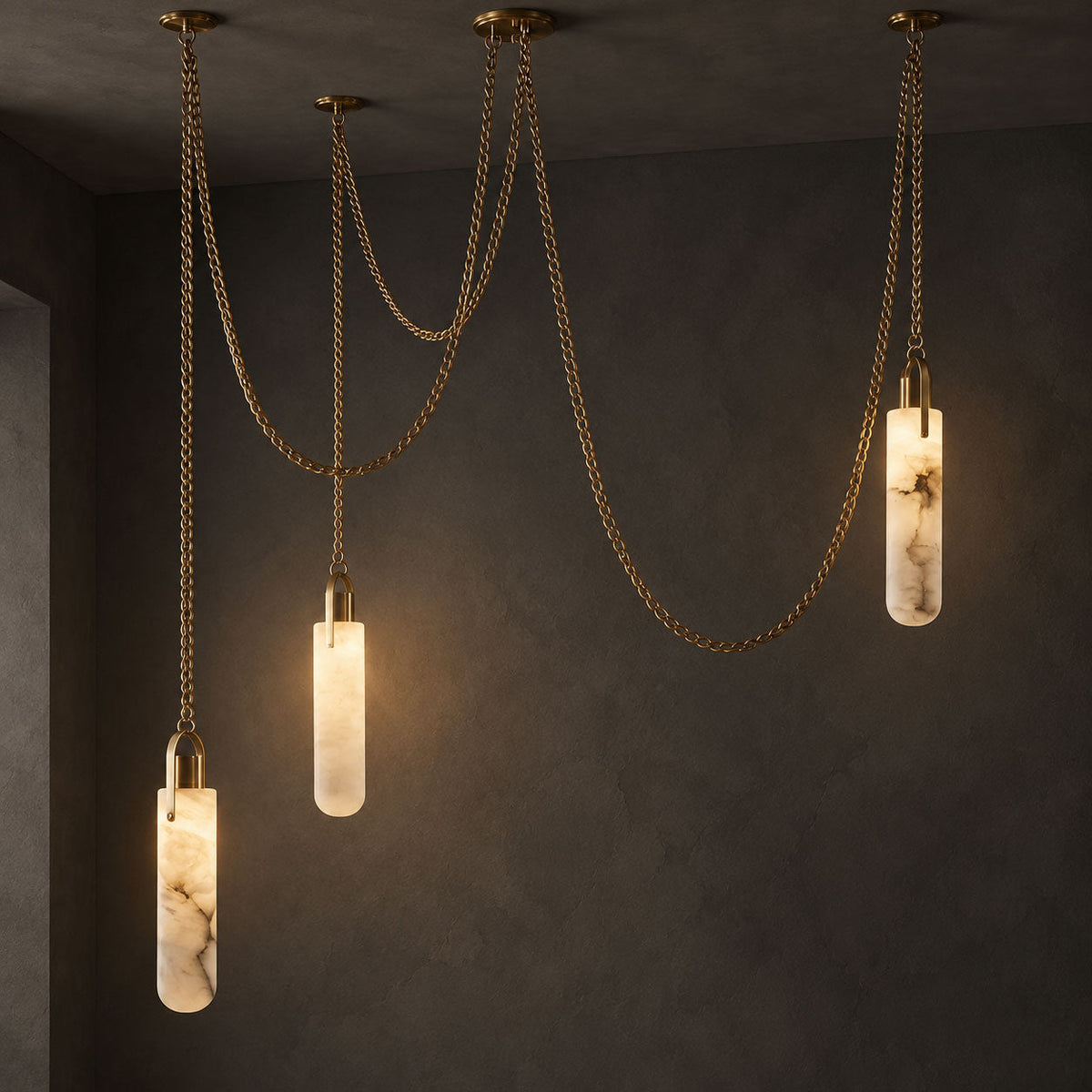 Cylindrical Cluster Alabaster Chandelier