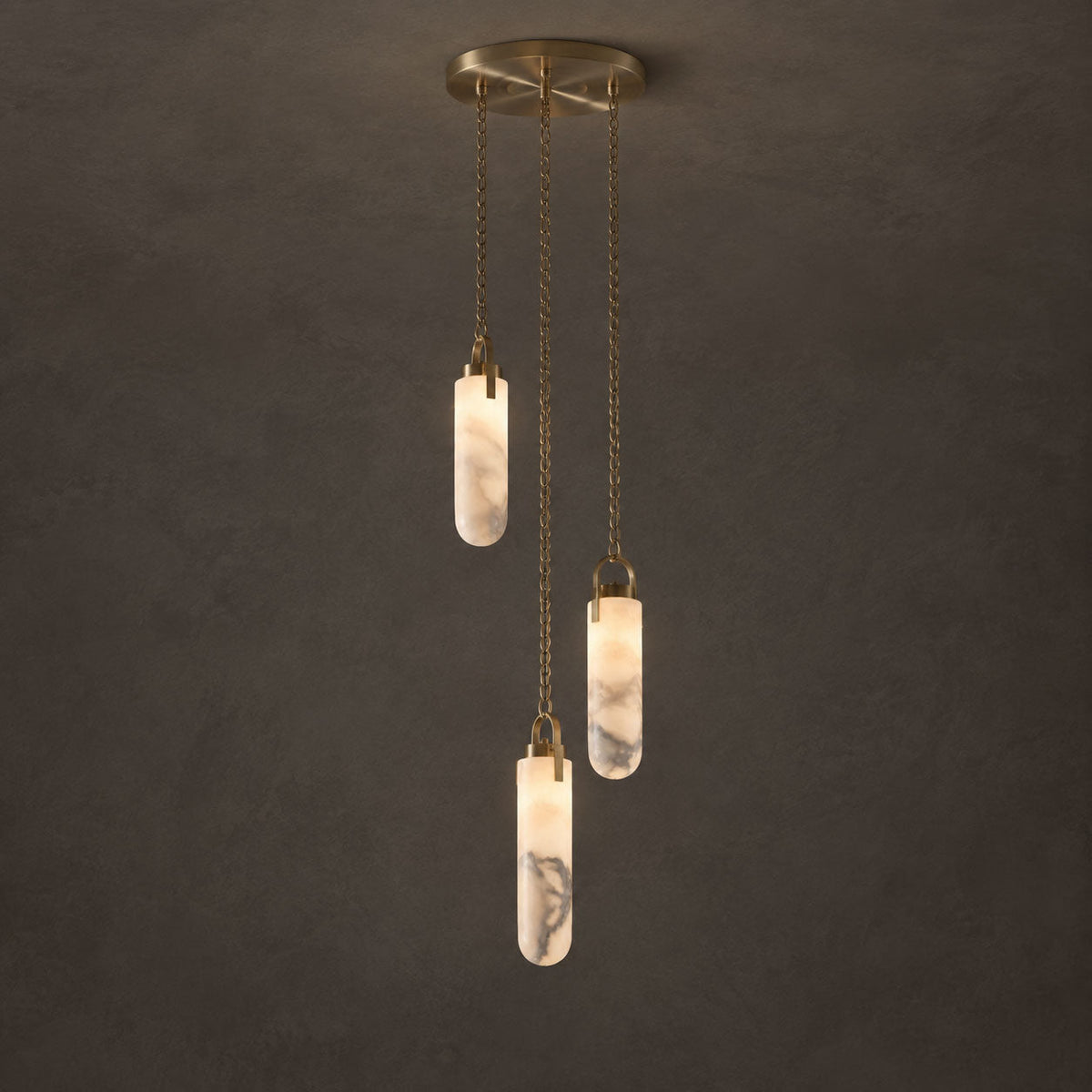 Cylindrical Cluster Alabaster Chandelier