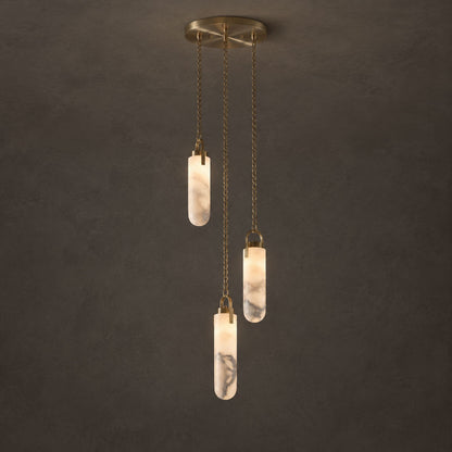 Cylindrical Cluster Alabaster Chandelier