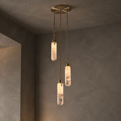 Cylindrical Cluster Alabaster Chandelier