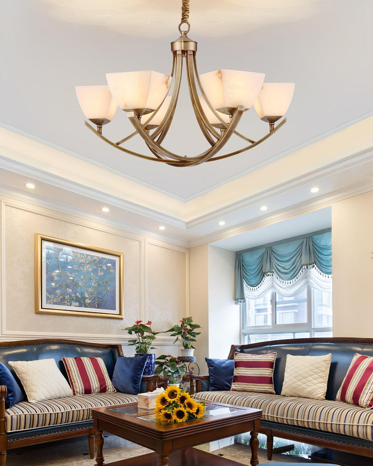 Dover Brass Alabaster Chandelier