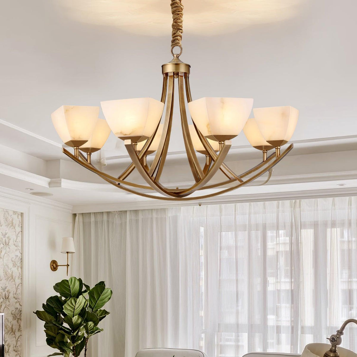 Dover Brass Alabaster Chandelier