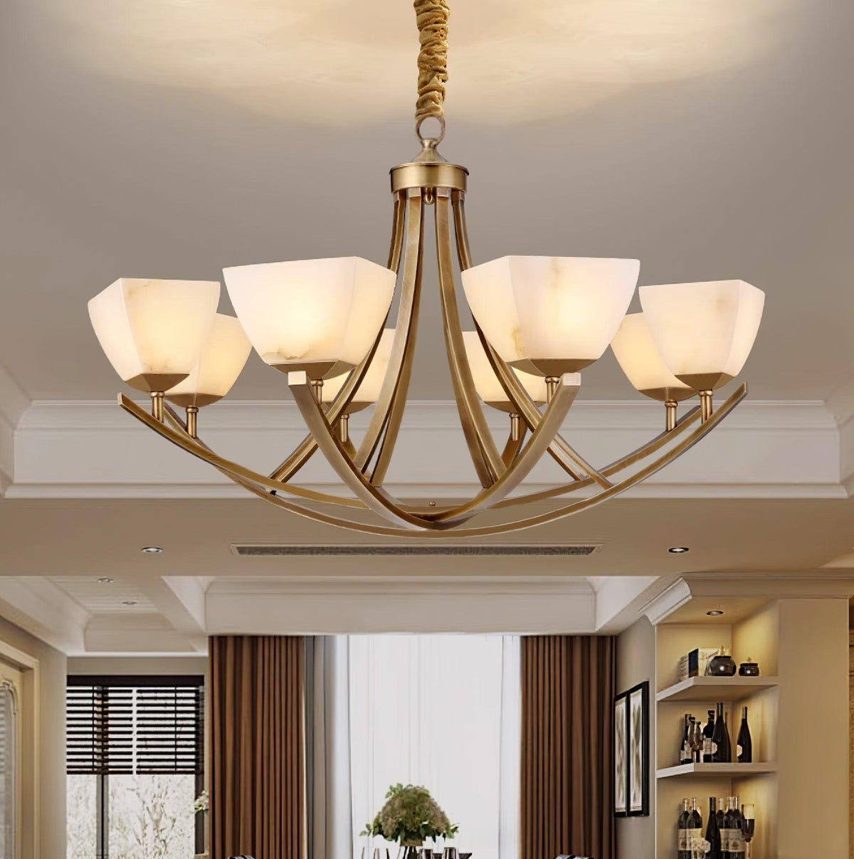Dover Brass Alabaster Chandelier