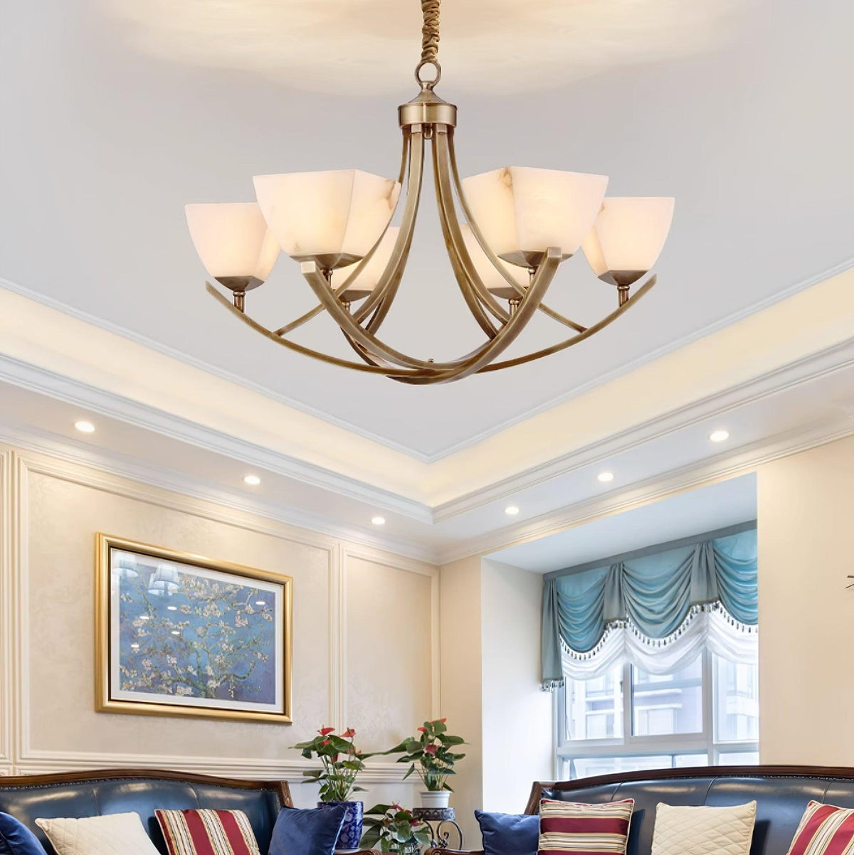 Dover Brass Alabaster Chandelier