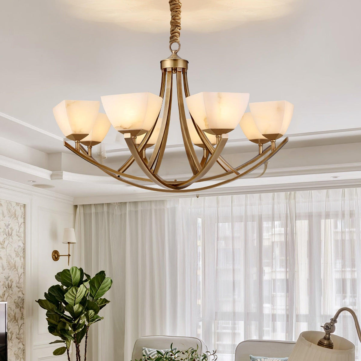 Dover Brass Alabaster Chandelier