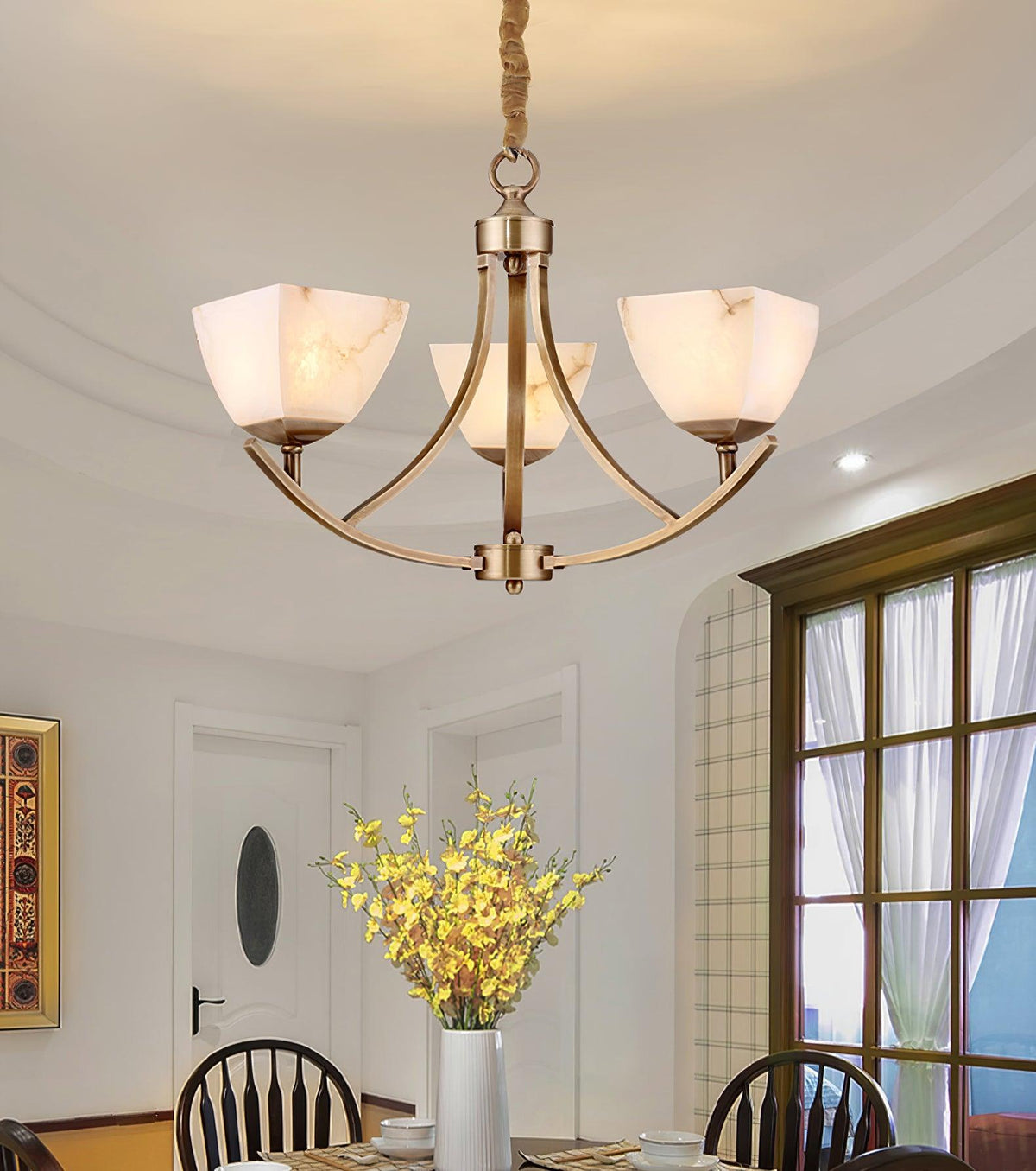Dover Brass Alabaster Chandelier