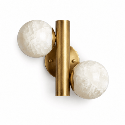 Duo Alabaster Globe Wall Sconce