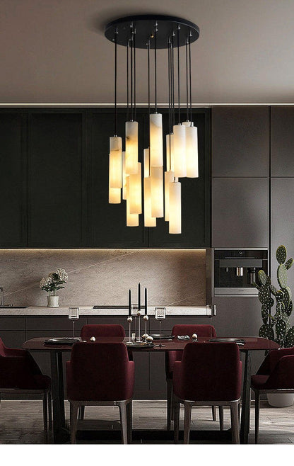 Elongated Alabaster Cluster Pendant Lamp