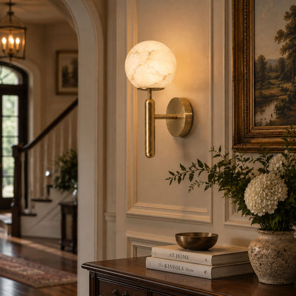 Globe Alabaster Wall Sconce