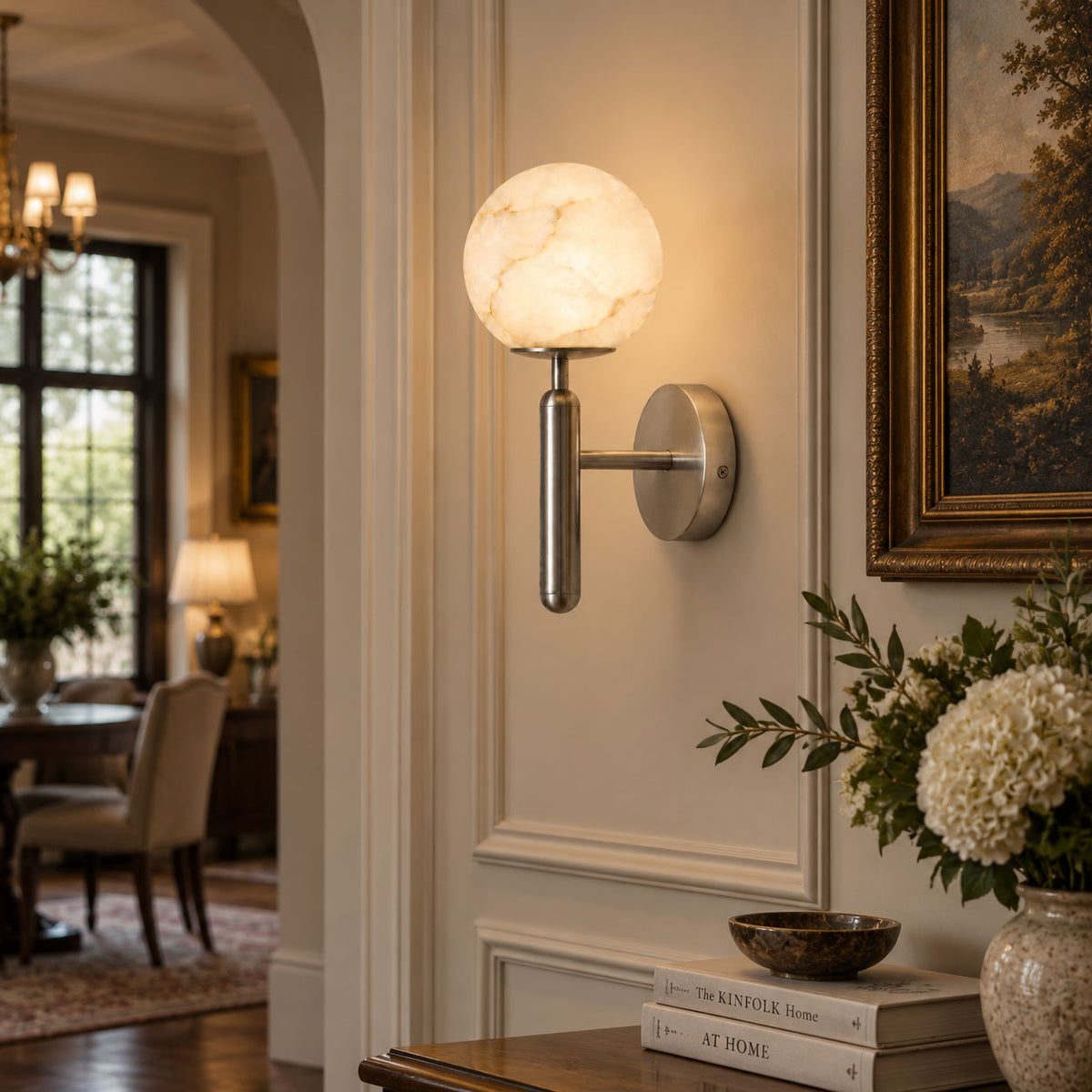 Globe Alabaster Wall Sconce