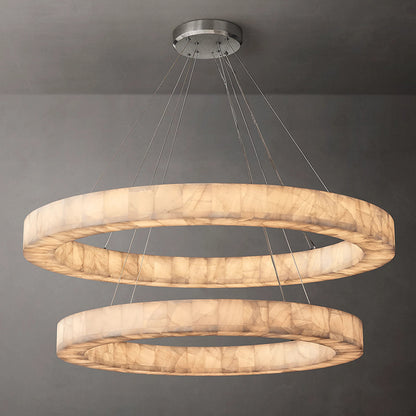 Natural stone detail on alabaster ring chandelier