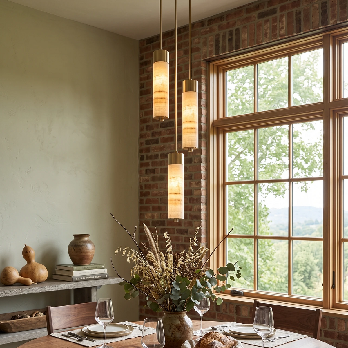 Helix Alabaster Column Chandelier