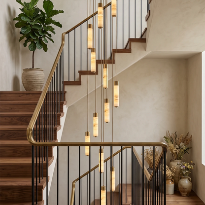 Helix Alabaster Column Chandelier