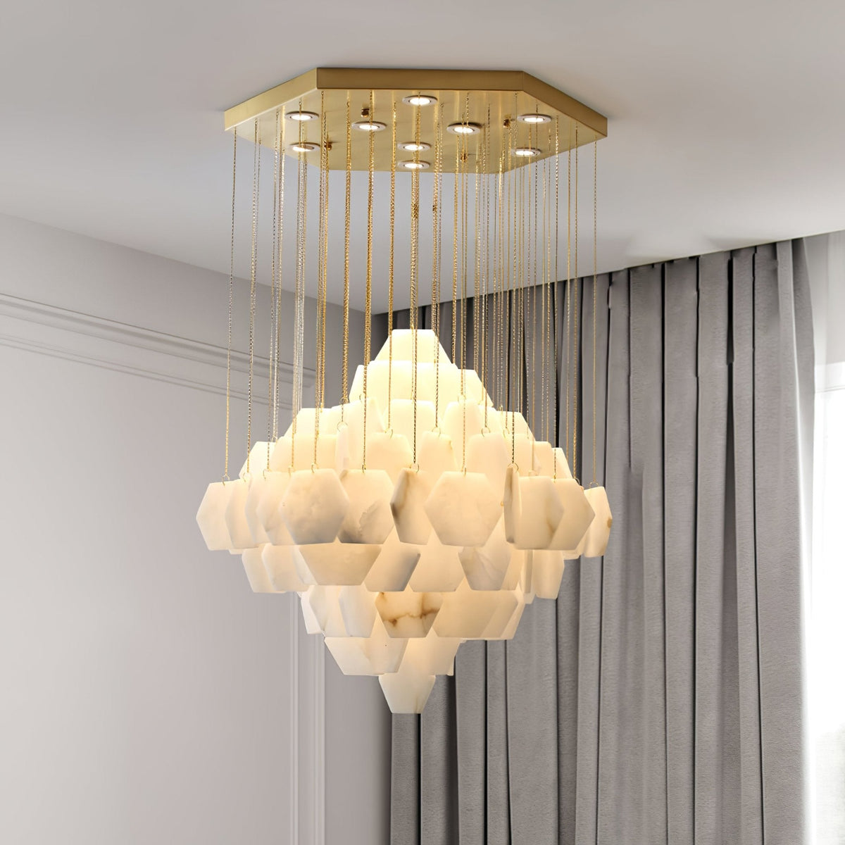 Hexa Alabaster Cascade Chandelier