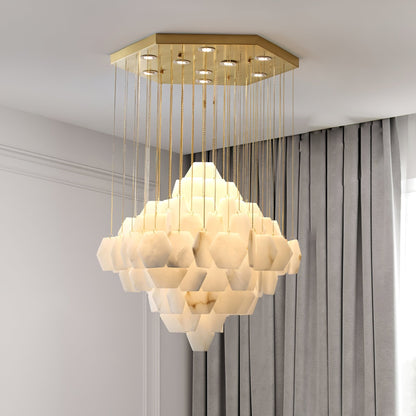Hexa Alabaster Cascade Chandelier