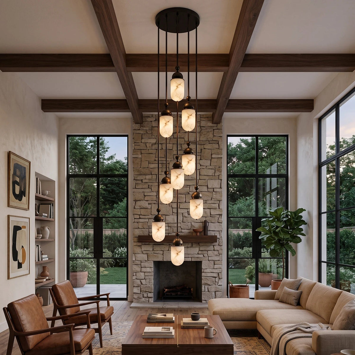 Lozenge Alabaster Rod Pendant Lamp