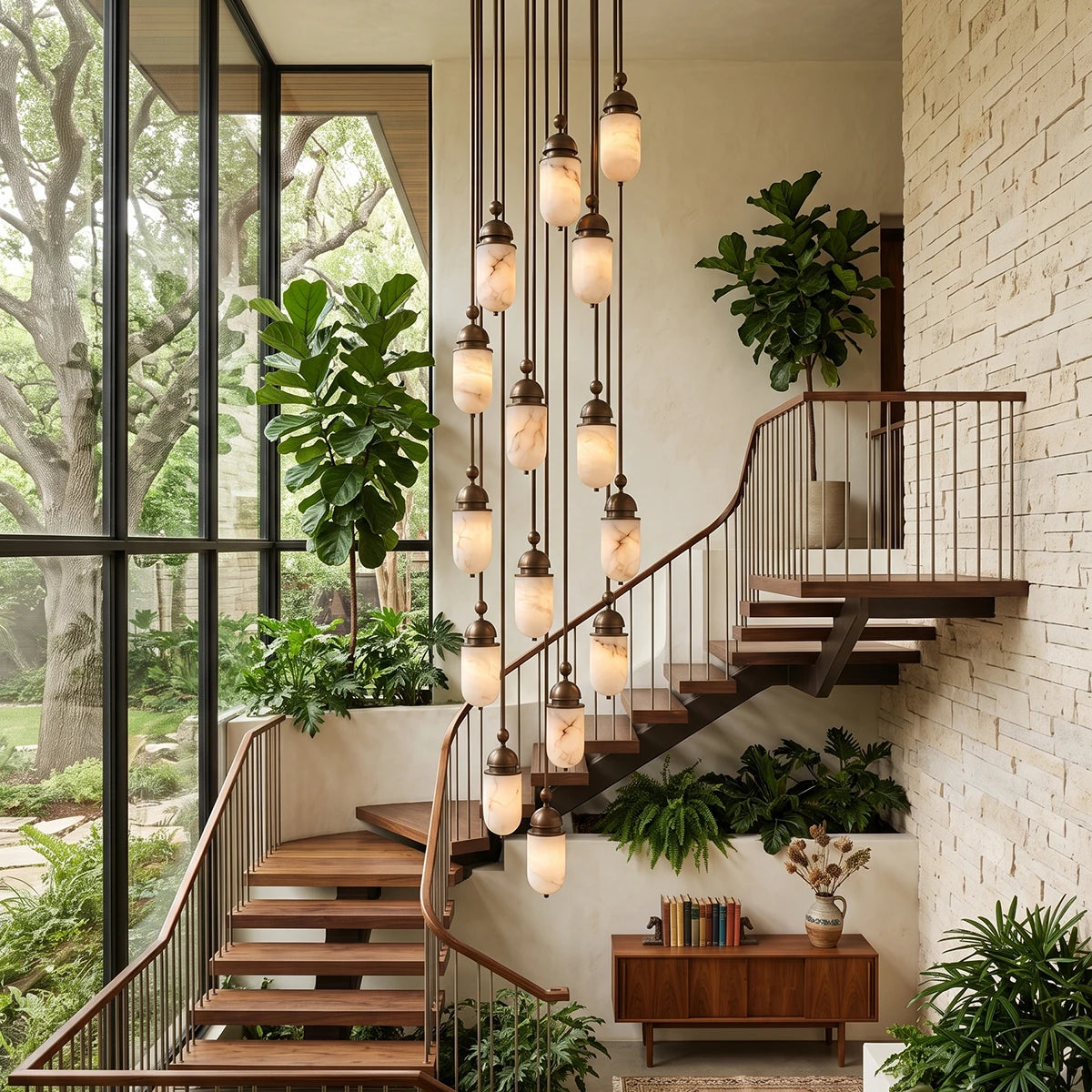 Lozenge Alabaster Rod Pendant Lamp