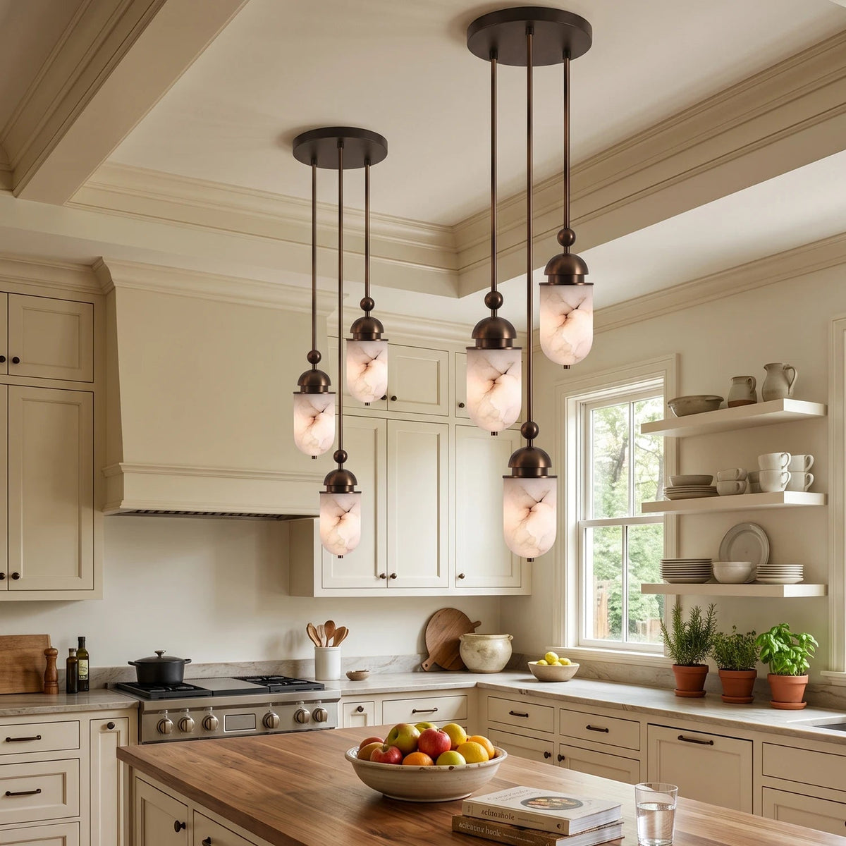 Lozenge Alabaster Rod Pendant Lamp