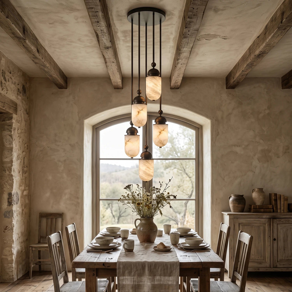 Lozenge Alabaster Rod Pendant Lamp