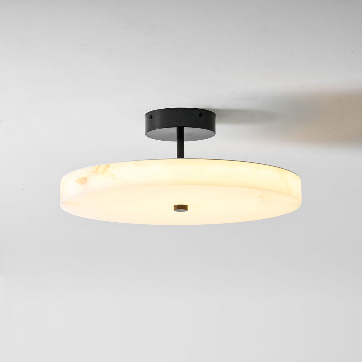 Luma Linen Drum Alabaster Ceiling Light