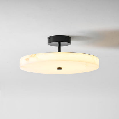 Luma Linen Drum Alabaster Ceiling Light