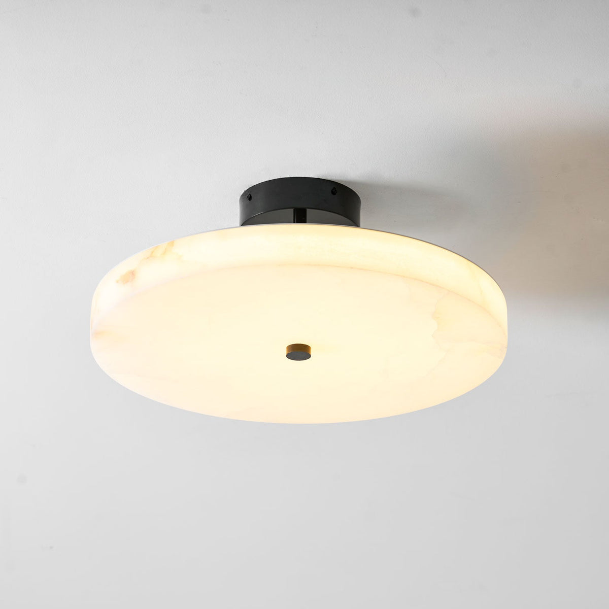 Luma Linen Drum Alabaster Ceiling Light