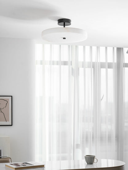 Luma Linen Drum Alabaster Ceiling Light
