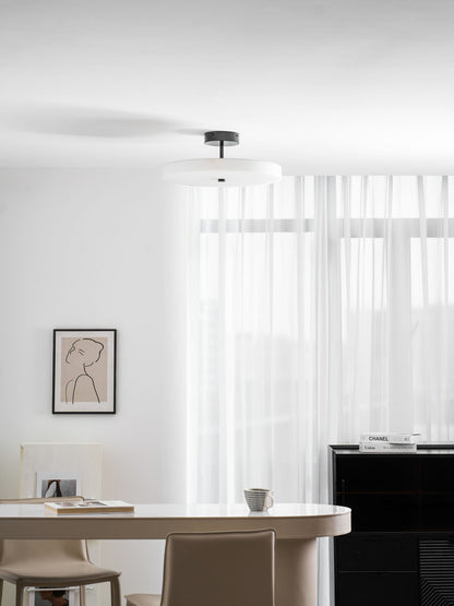 Luma Linen Drum Alabaster Ceiling Light