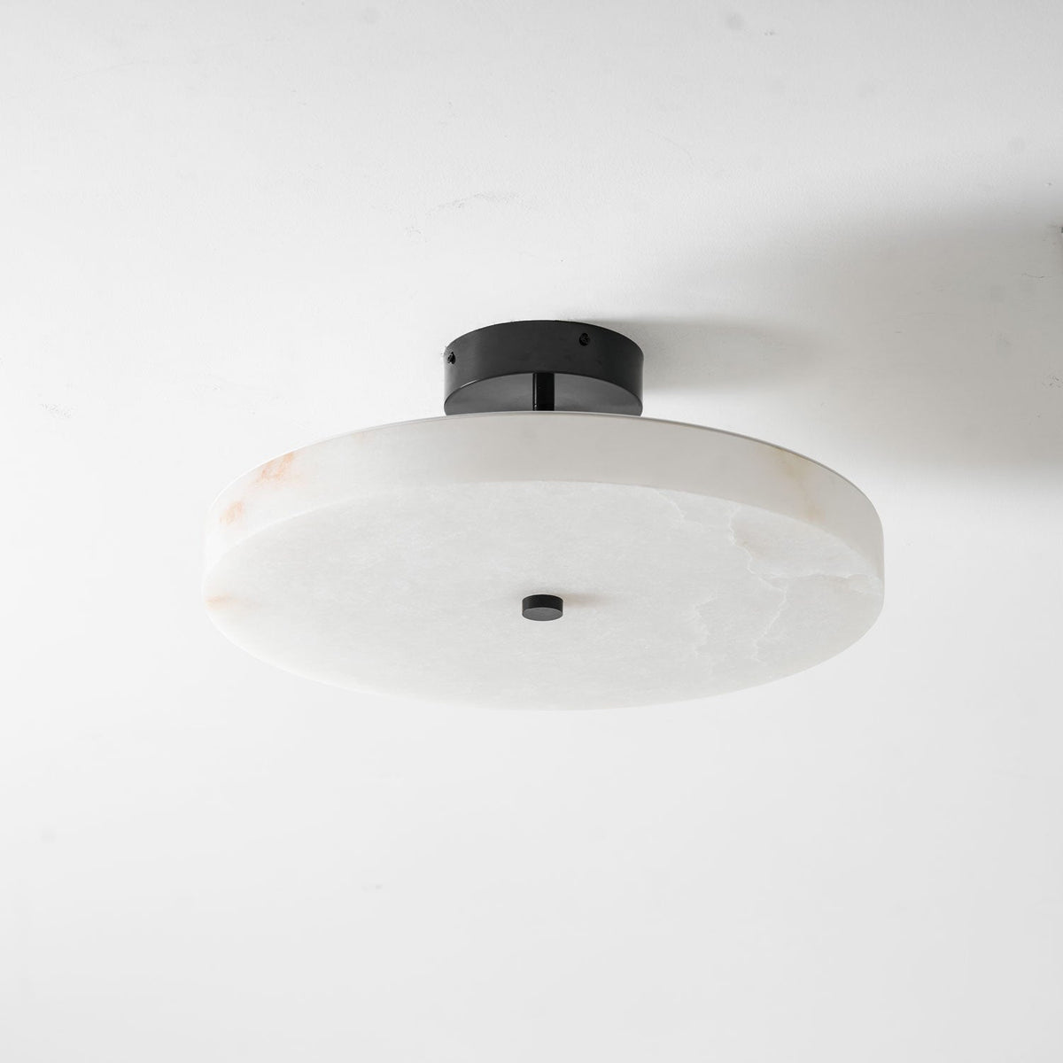 Luma Linen Drum Alabaster Ceiling Light