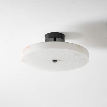 Luma Linen Drum Alabaster Ceiling Light