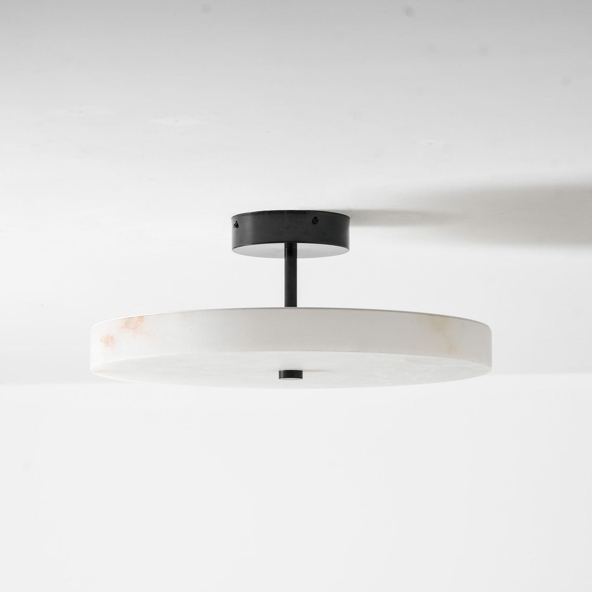 Luma Linen Drum Alabaster Ceiling Light