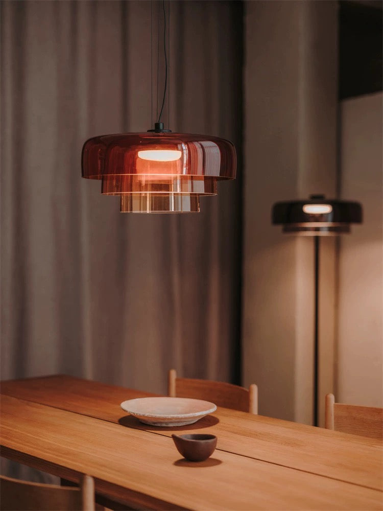 Lark 3 Shade Glass Pendant Lamp - side angle view