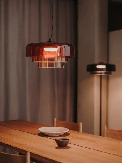 Lark 3 Shade Glass Pendant Lamp - side angle view