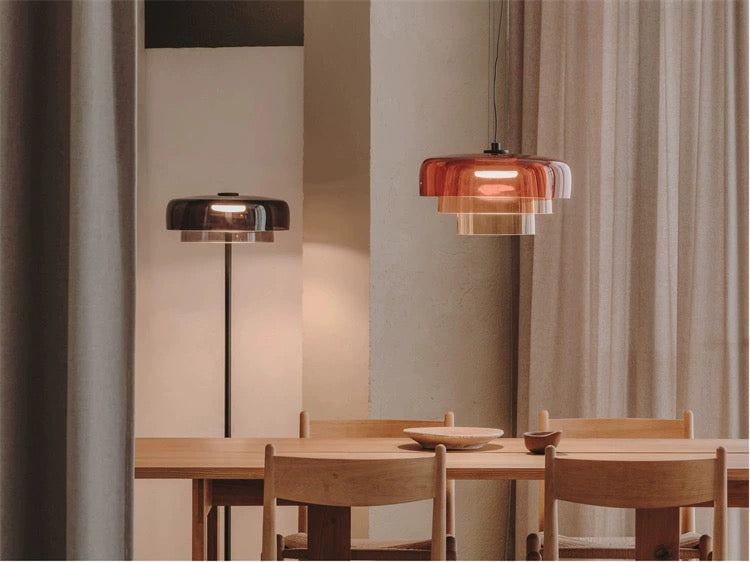 Lark 3 Shade Glass Pendant Lamp - fume colour variant