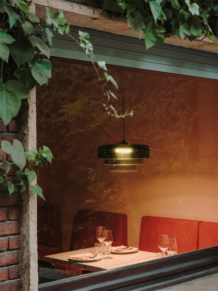 Lark 3 Shade Pendant Lamp hanging in modern dining room UAE